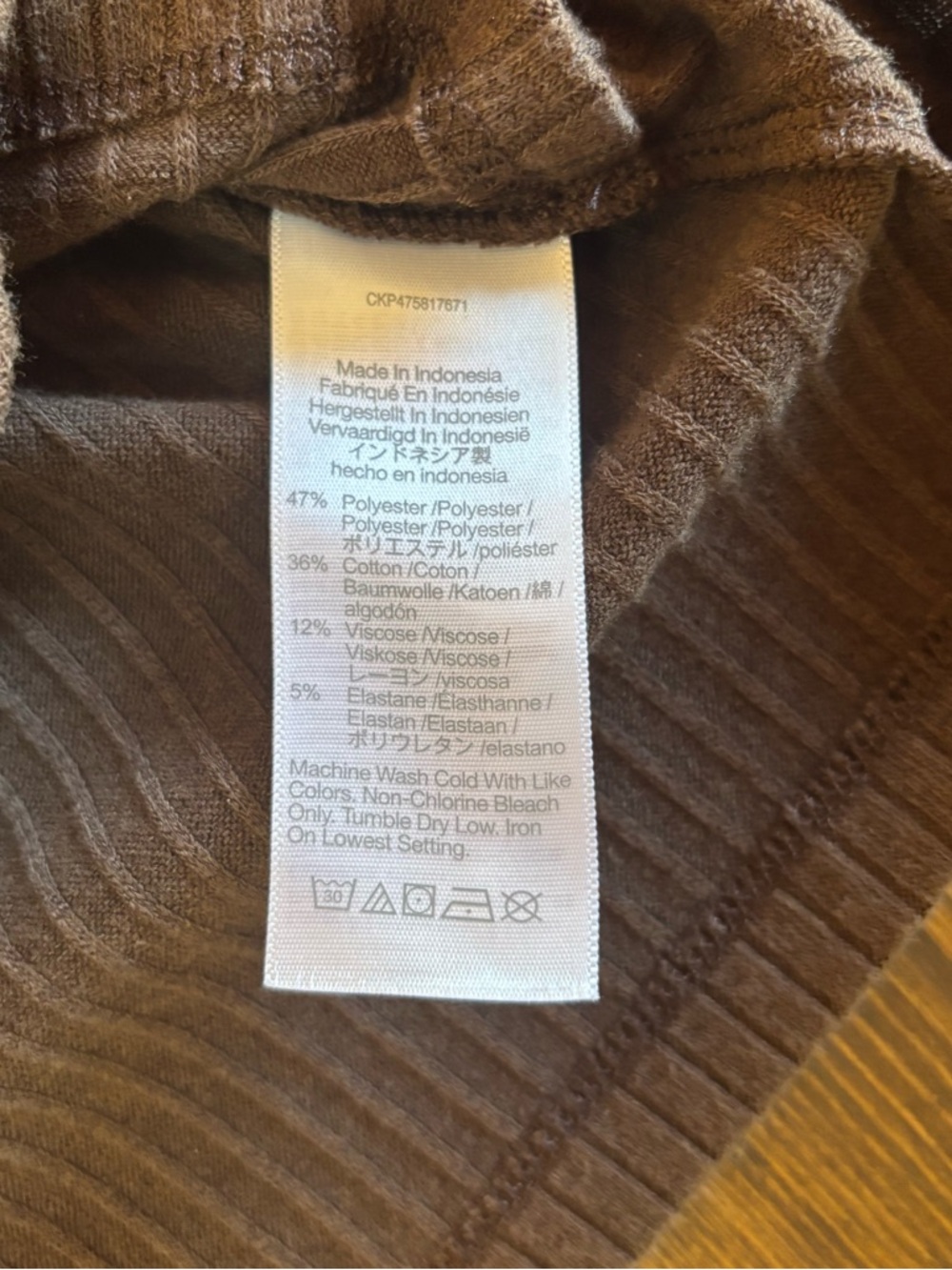 Madewell Ribbed Faux Wrap Top Chocolate Brown Long Sleeve Stretch Knit, Small - Picture 5 of 7